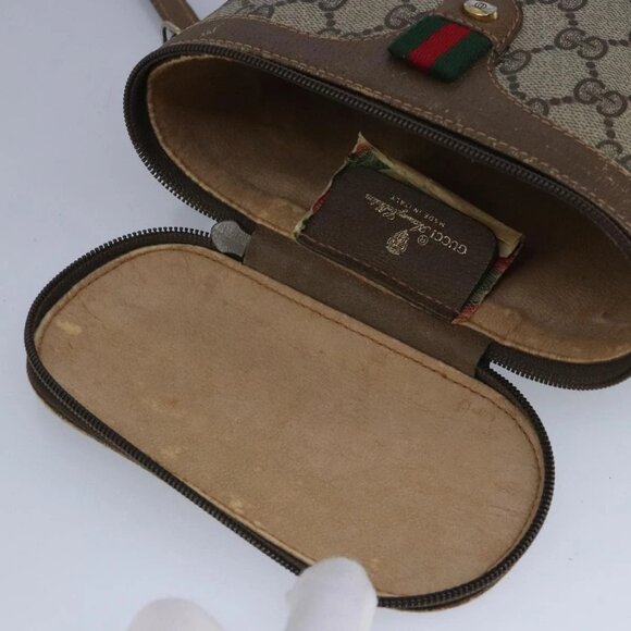 GUCCI GG Supreme Web Sherry Line Shoulder Bag PVC Beige Red - Picture 9 of 15